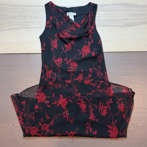 Alyn Paige Dresses & Skirts - Alyn Paige Womens 7/8 Y2K Black Fairy Floral Chiffon Dress Light weight
